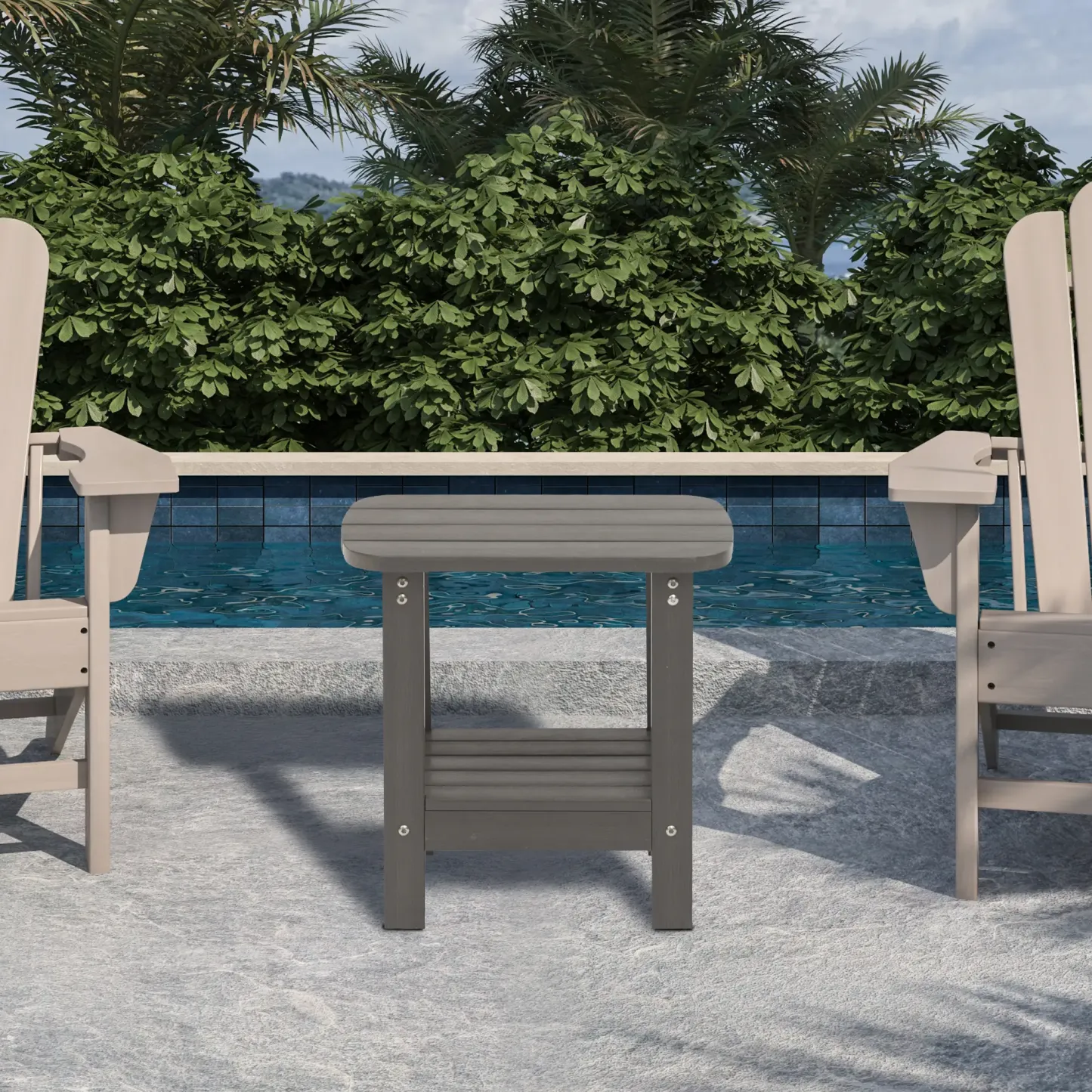 3-Pcs Patio Conversation Set with 2 Single Lounge Chairs and Coffee Table