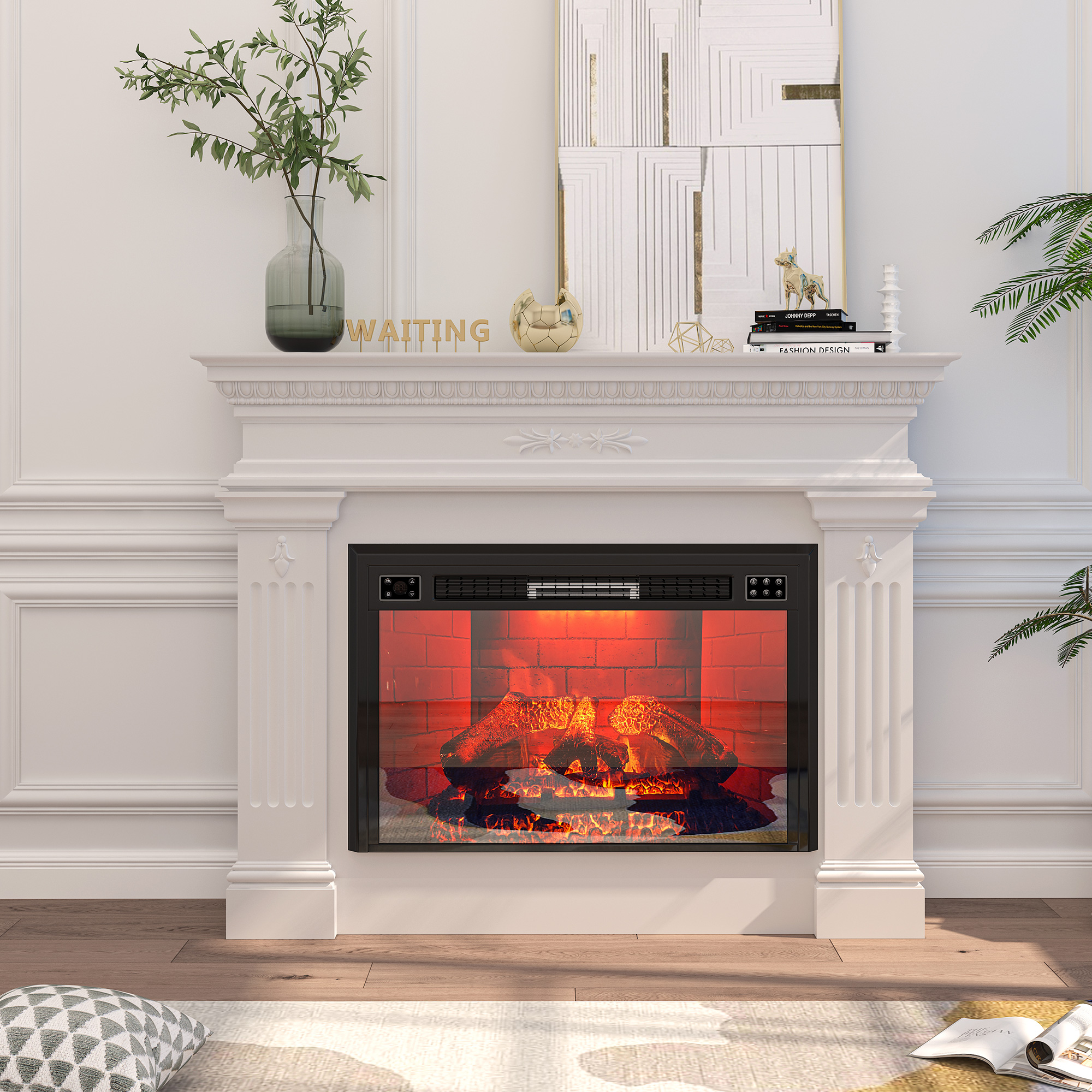 Mondawe 35 in. 5120 BTU Recessed Electric Fireplace with Remote Control & Double Overheat Protection