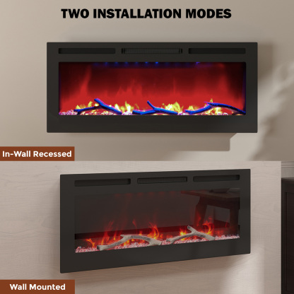 36/42/60/72 in. 4780 BTU Recessed/Wall-mounted Electric Fireplace