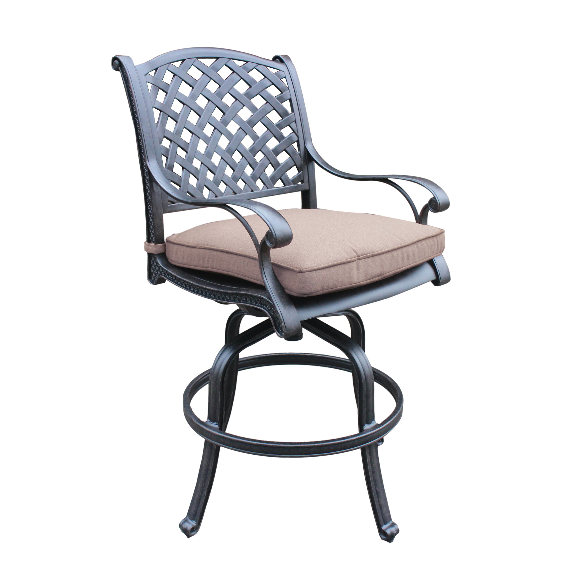 Mondawe Cast Aluminum Counter Stool With Cushion, Set of 2