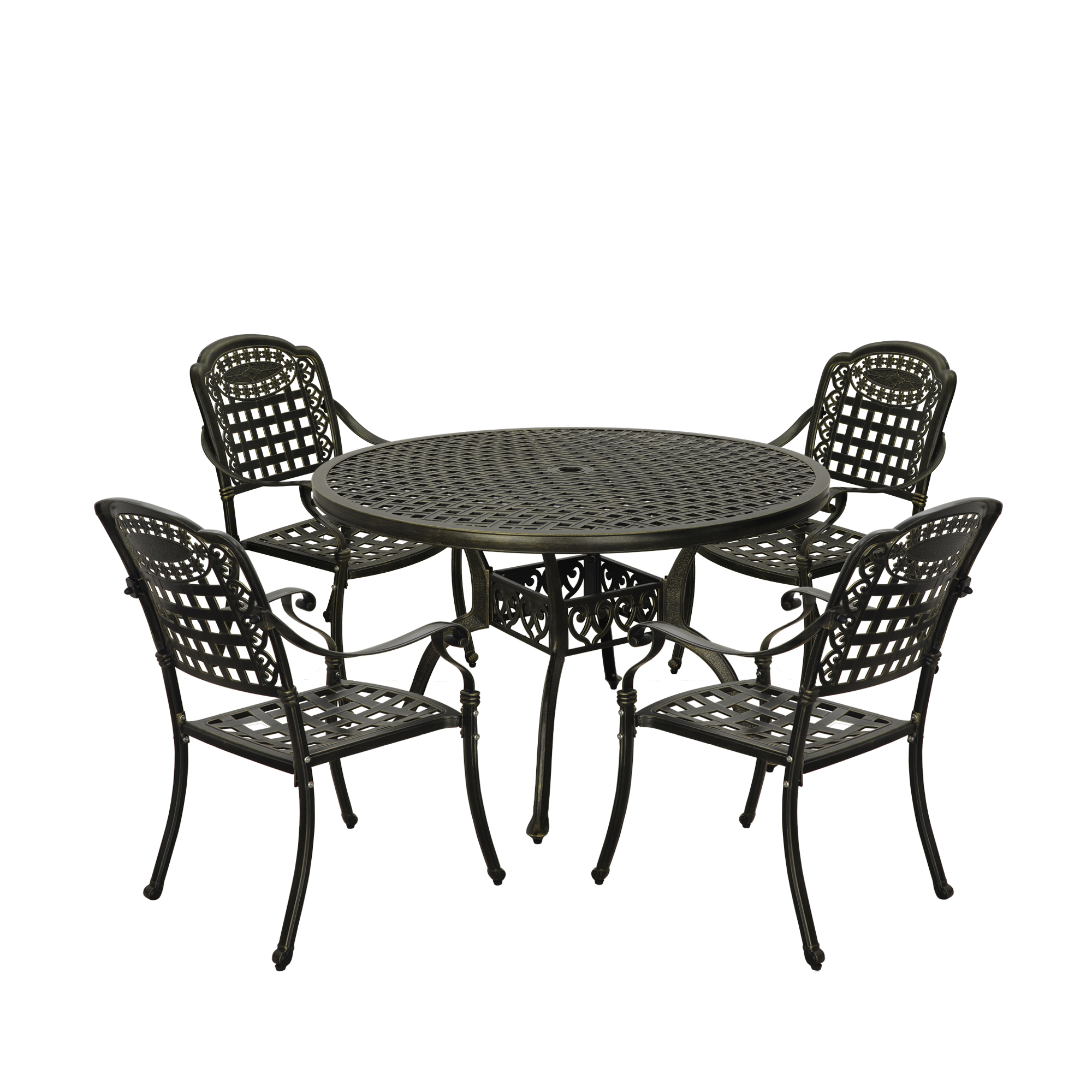Mondawe Bronze/White 5-Piece Cast Aluminum Patio Dining Set with Carved Pattern