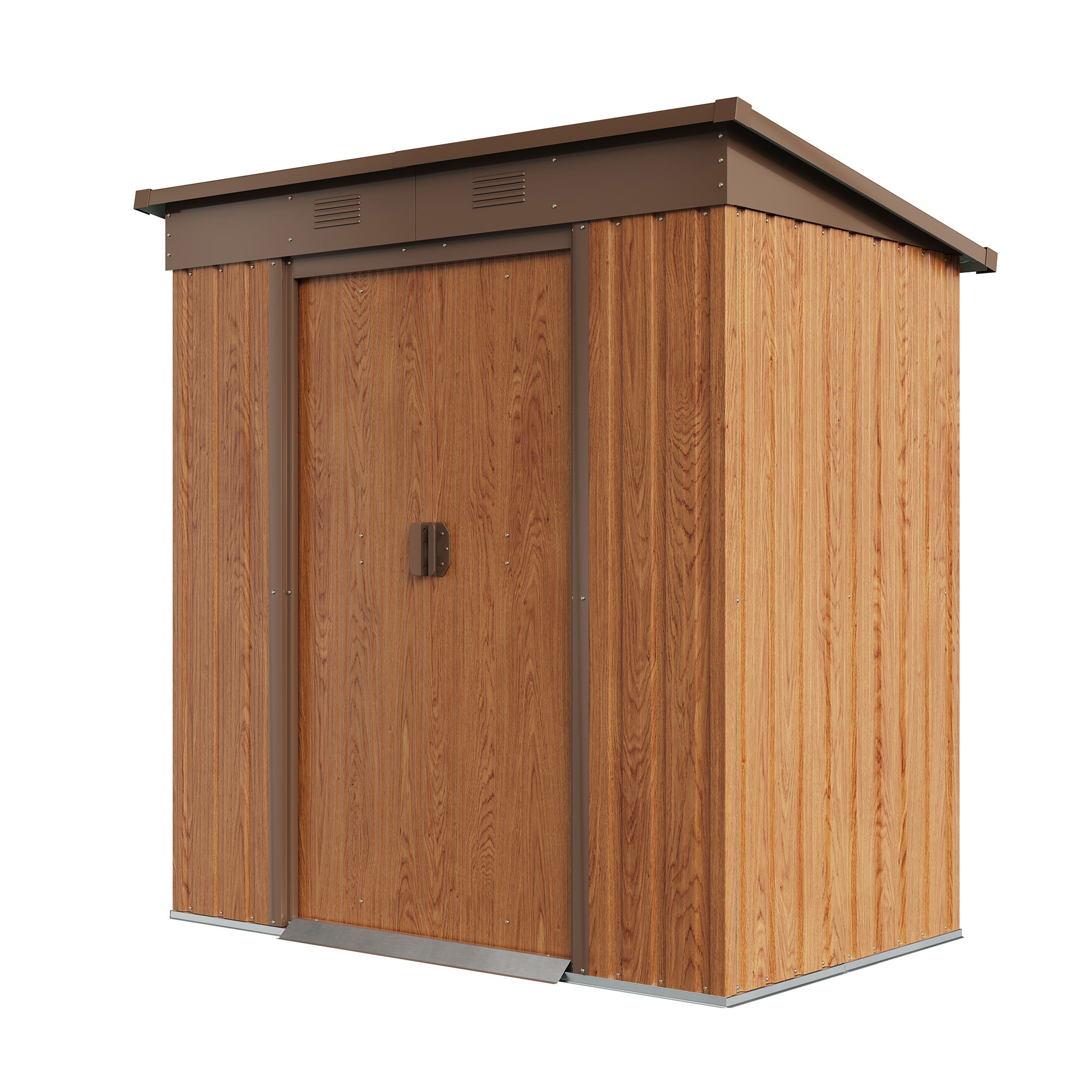 6 ft. W x 4 ft./ 8 ft. W x 6 ft.D Light Brown Galvanized Steel Storage Shed with Double Door 