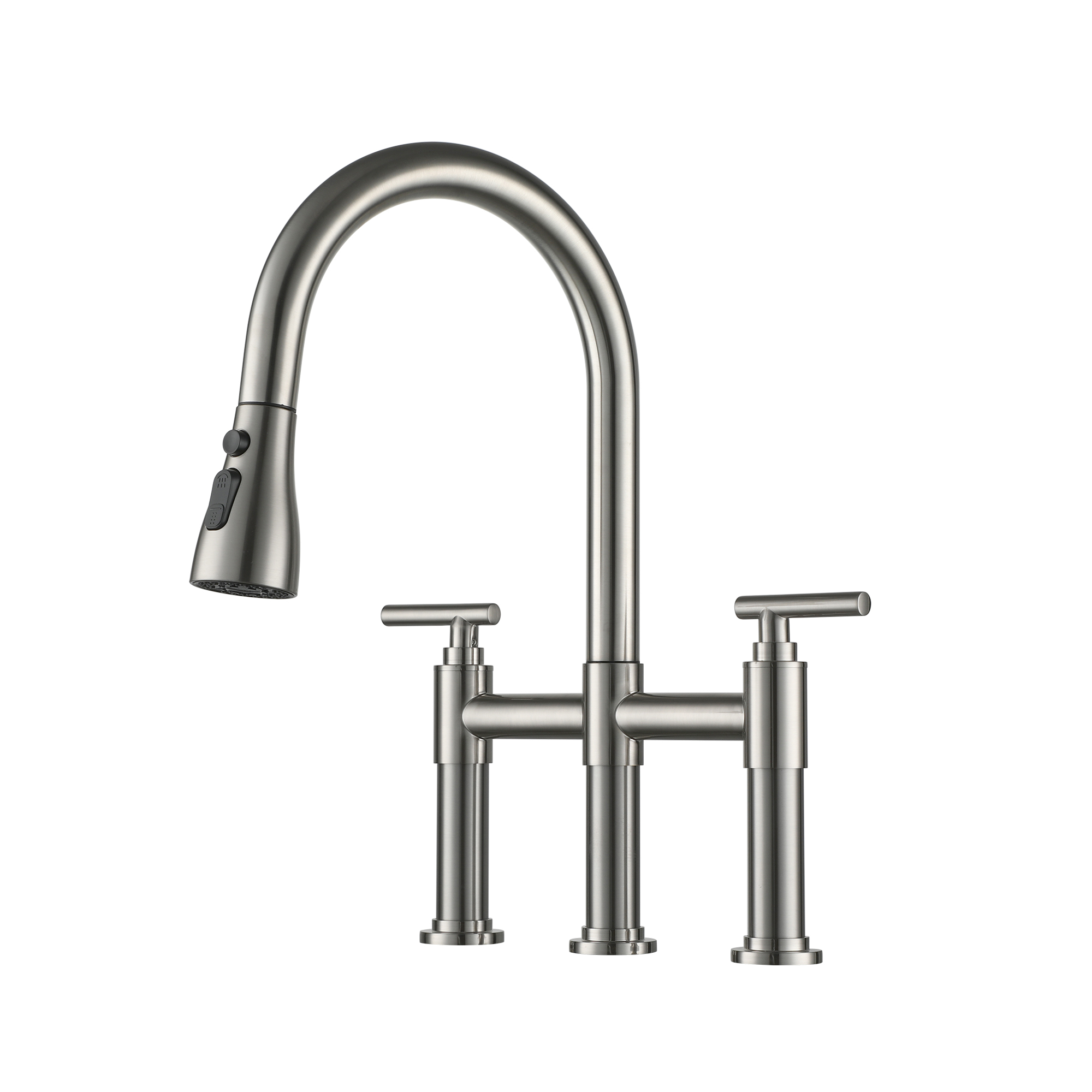 8 in. Widespread 2-Handle High-Arc Bridge Bathroom Faucet in Satin Nickel