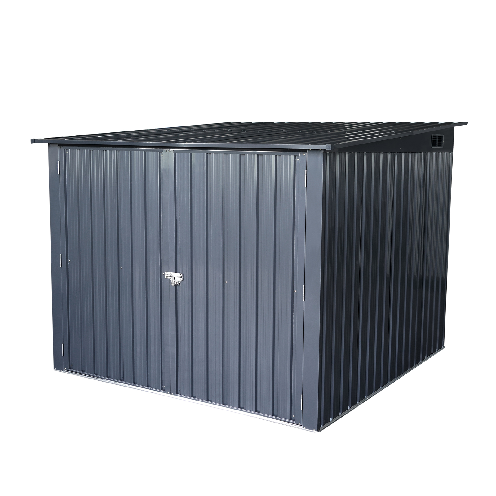 Outdoor Steel Storage Shed For Bicycle with Slope Roof and 4 Bike Tracks, black 
