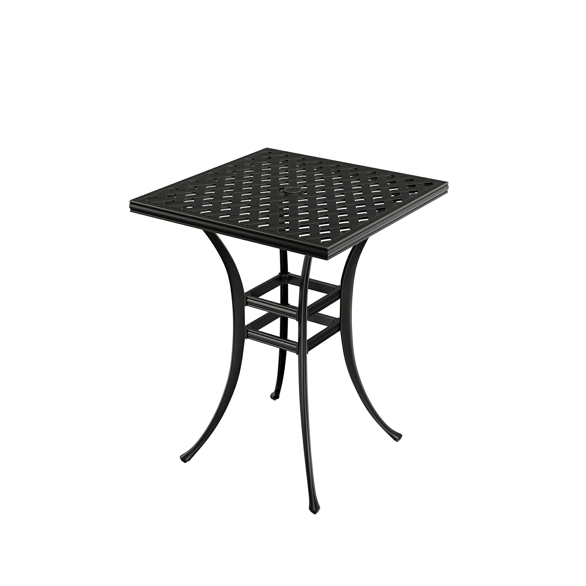 Square Outdoor Table Bar Stool 29-in W x 29-in L with Umbrella Hole