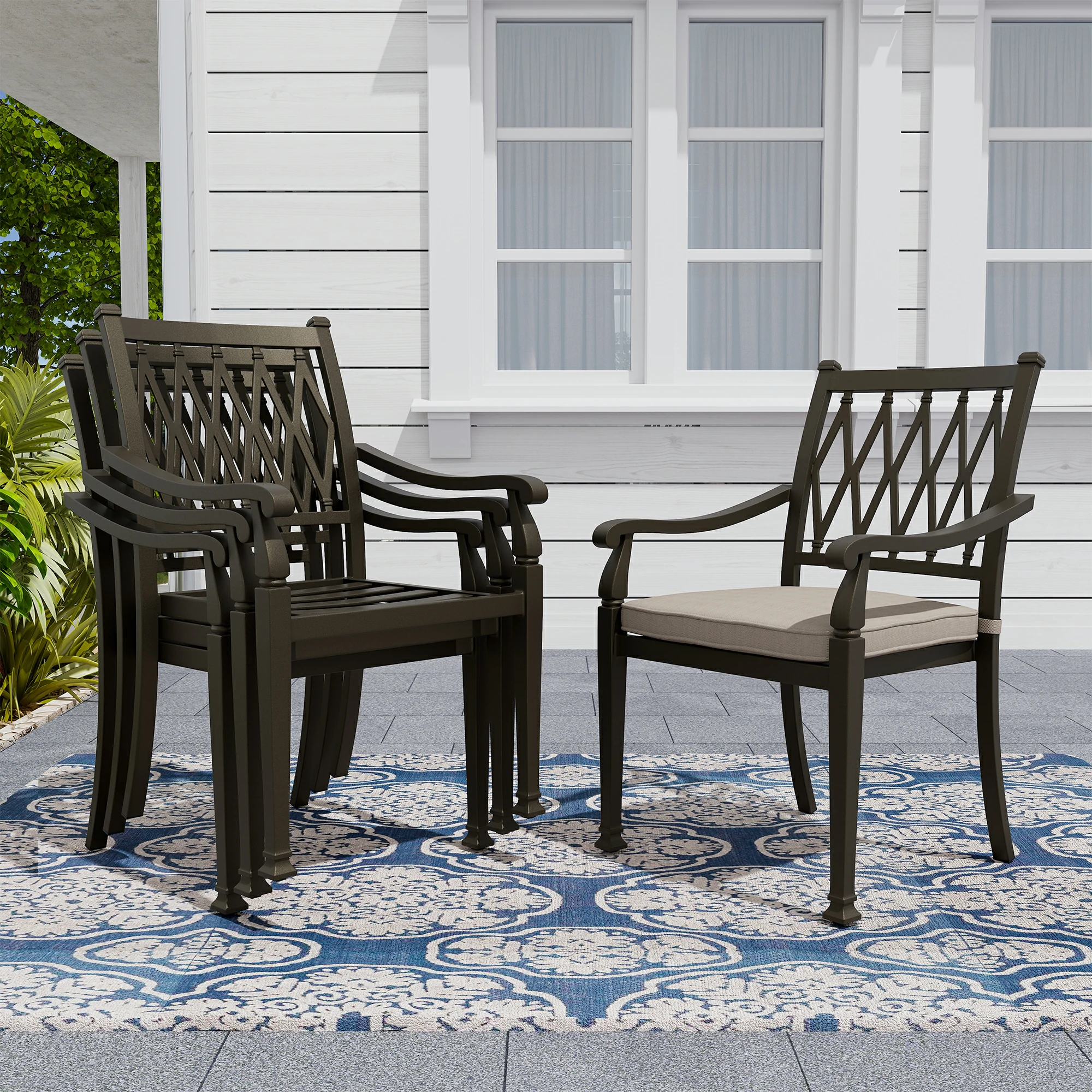 wide metal patio chairs