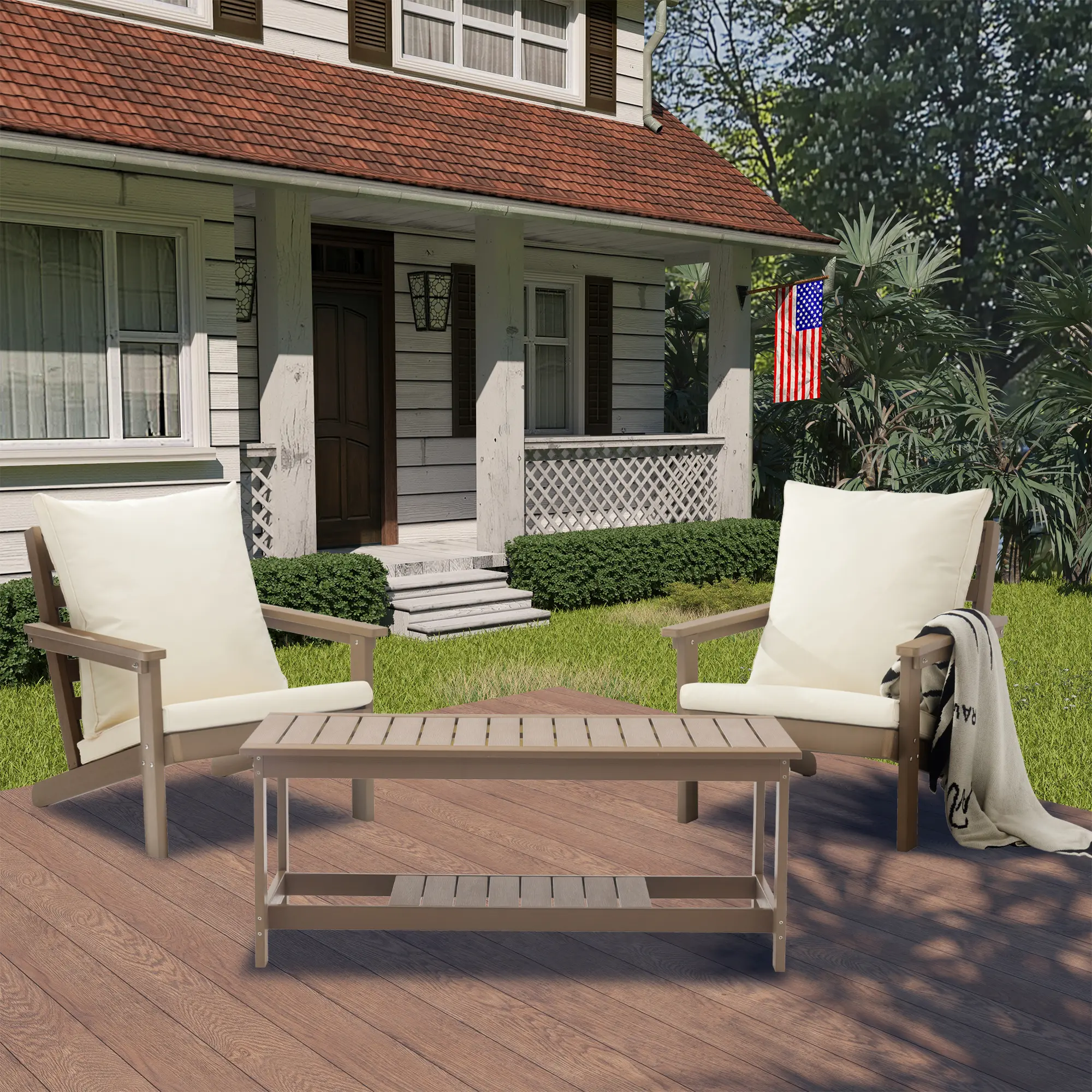 4-Piece Patio Furniture Set with Lounge Chairs and Table