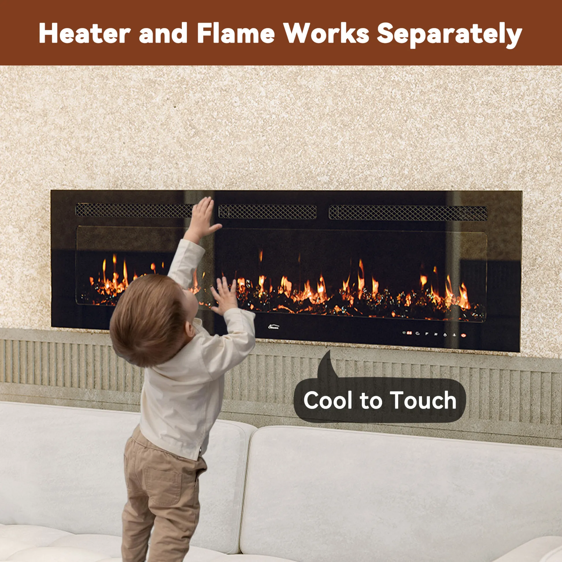 safe electric fireplace cool to touch