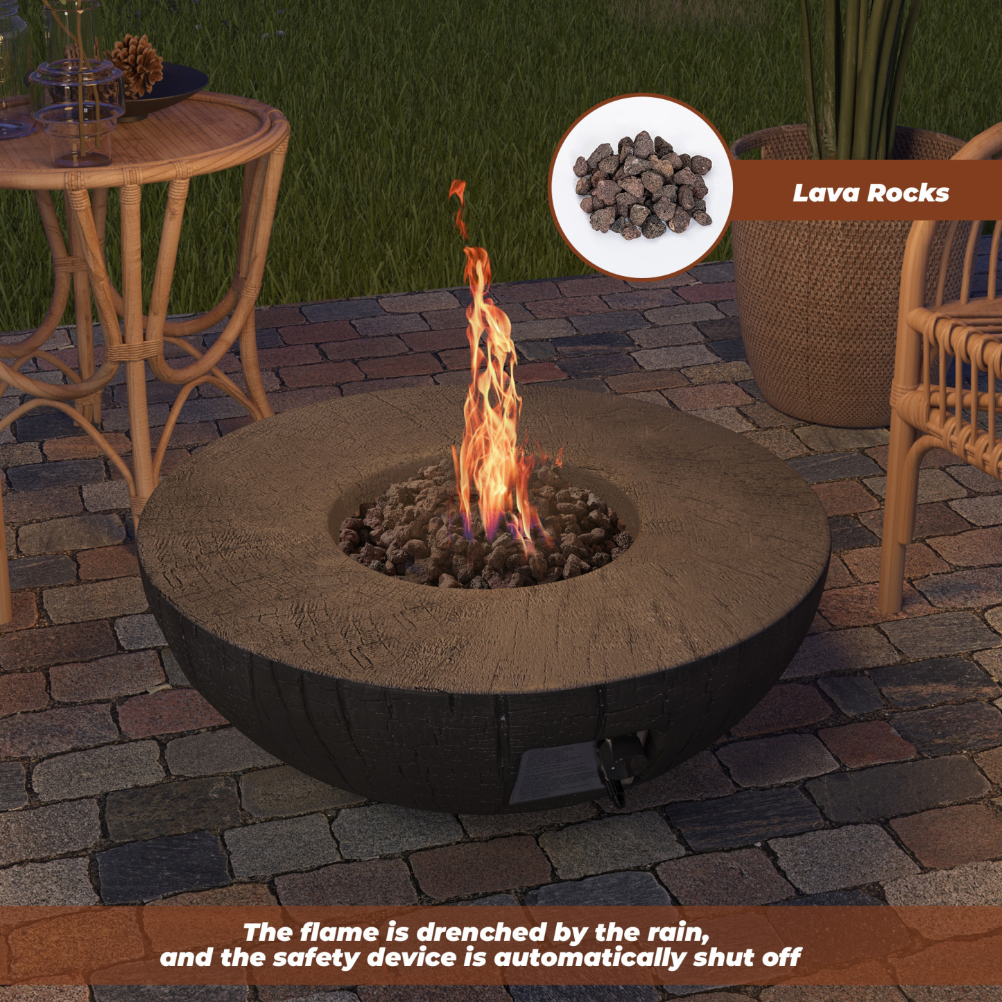 Mondawe Cozy Outdoor Oasis 28 Inch Gas Fire Pit Table for Garden or Balcony Décor in Elegant Black 