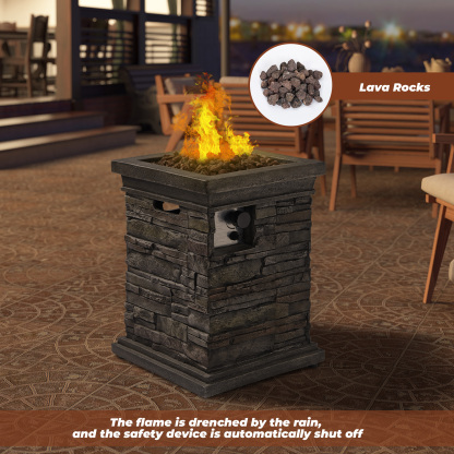 Mondawe Patio 18 Inch Propane 30000 BTU Column Gas Fire Pit Table for Outside 