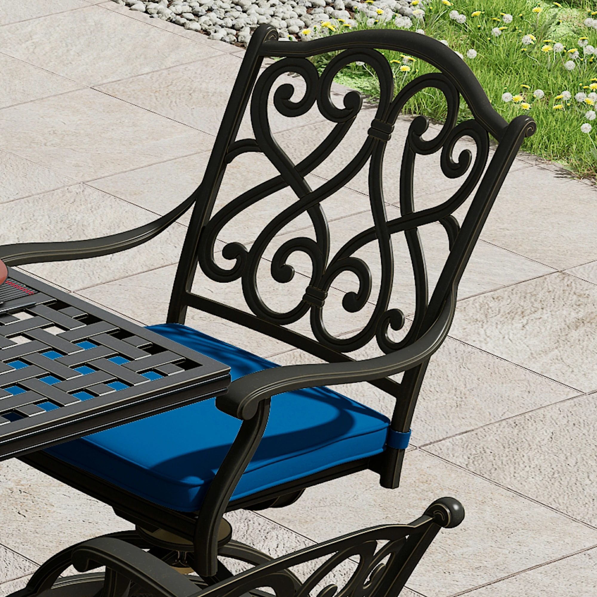 MELLCOM Patio Swivel Chair Set Of 2 - Outdoor Rocking Chairs With Cushions, Blue - Perfect For Garden, Porch, Or Lawn