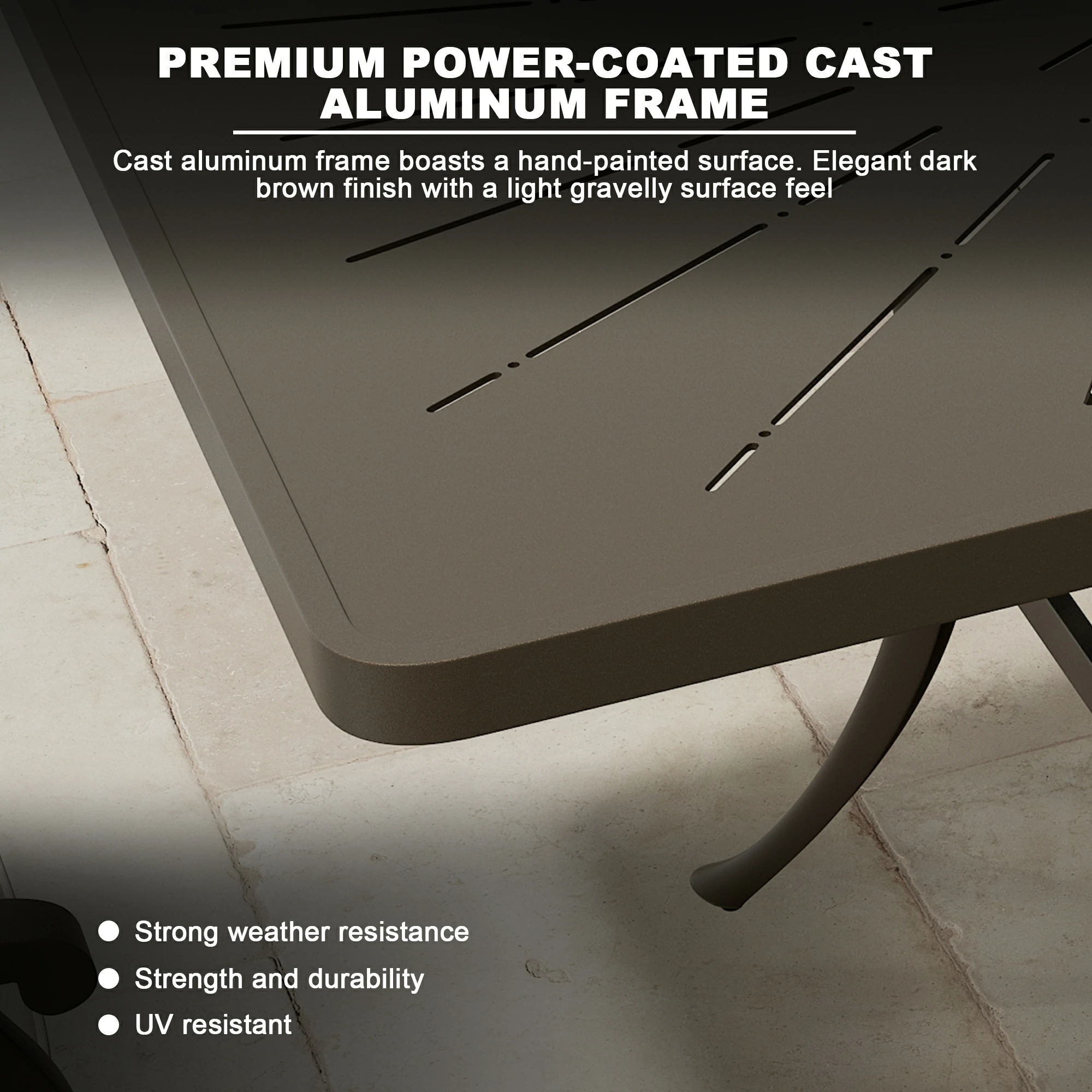 72 in. L x 42 in. W Cast Aluminum Rectangular Outdoor Dining