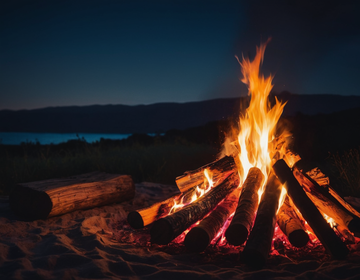warm and cozy ambience around bonfire