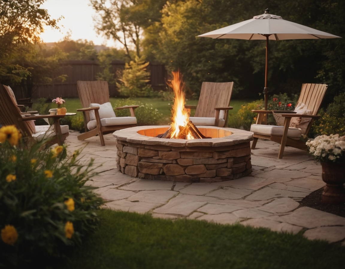 best view with fire pit, patio umbrella