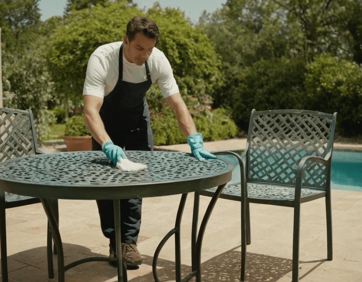 clean metal outdoor furniture