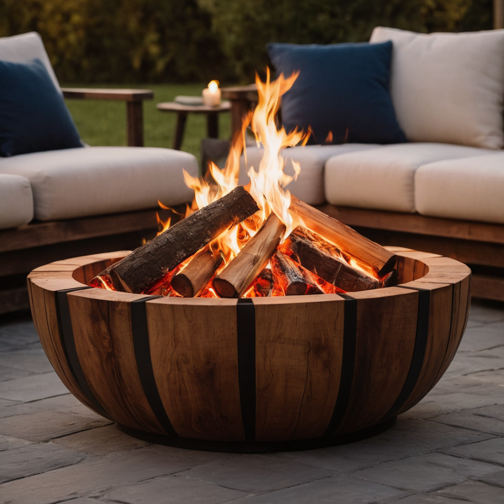 wood-burning table with fire pit table