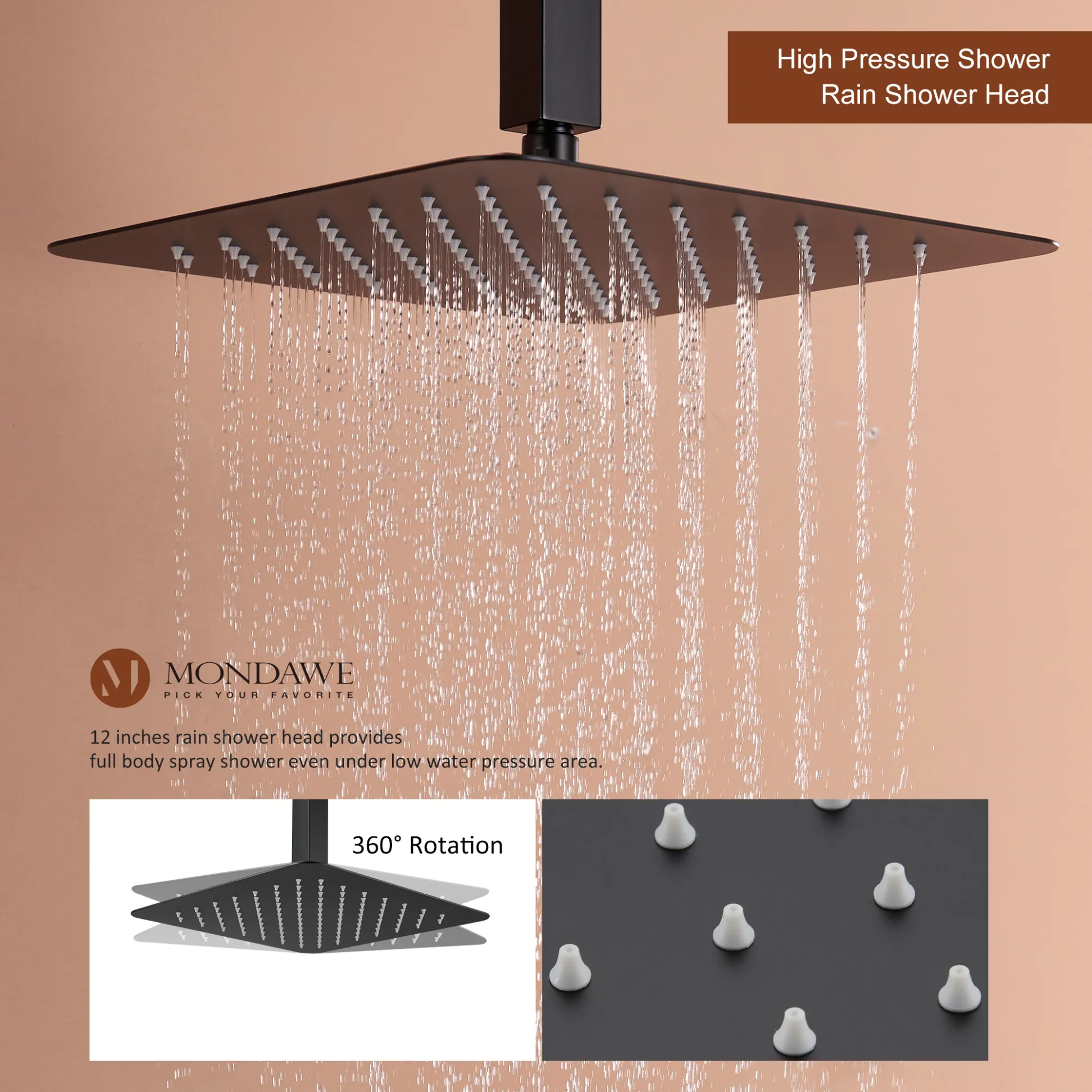 square shower head for ceiling mounted shower 