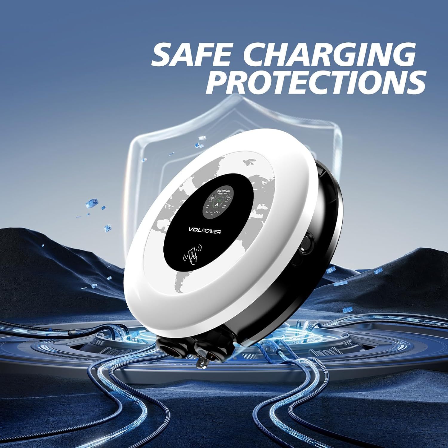 Level 2 Electric Vehicle Charging Station, 40A , 9.6kW Output, 240 VAC, 27.3ft Charging Cable with NEMA 14-50 Plug-WiFi & APP Enabled | VDLPOWER 