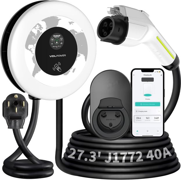 Level 2 Electric Vehicle Charging Station, 40A , 9.6kW Output, 240 VAC, 27.3ft Charging Cable with NEMA 14-50 Plug-WiFi & APP Enabled | VDLPOWER 