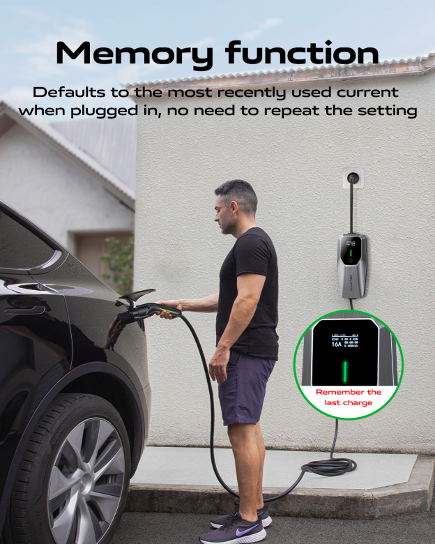 3.6kW EV Charger 8M | Type 2 Portable EV Charger | 6A-16A Adjustable | EU Plug UK Plug