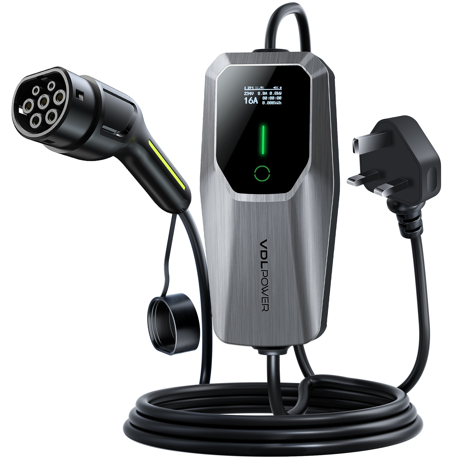 3.6kW EV Charger 8M | Type 2 Portable EV Charger | 6A-16A Adjustable | EU Plug UK Plug