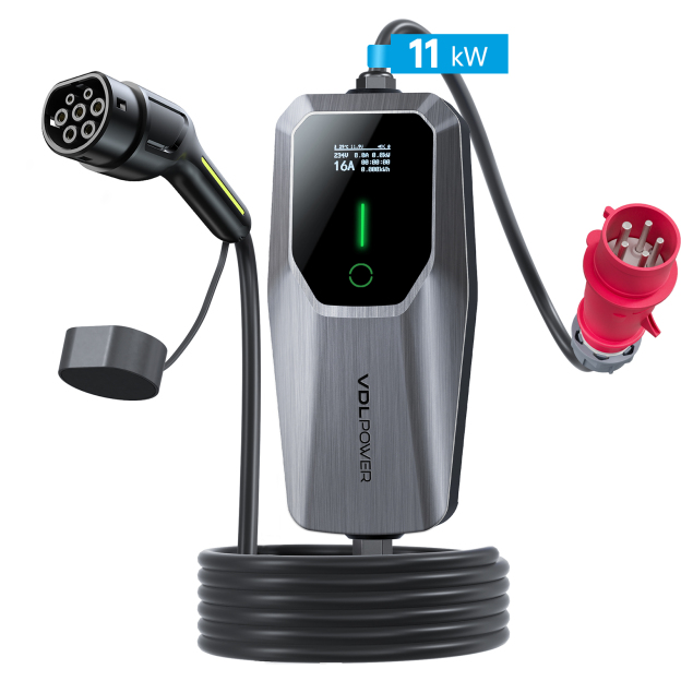 11 kW Portable EV Charger 6-16 A 3-Phase IP65 Waterproof Mobile Wallbox Charging Station for IEC 62196-2 | VDLPOWER EC31