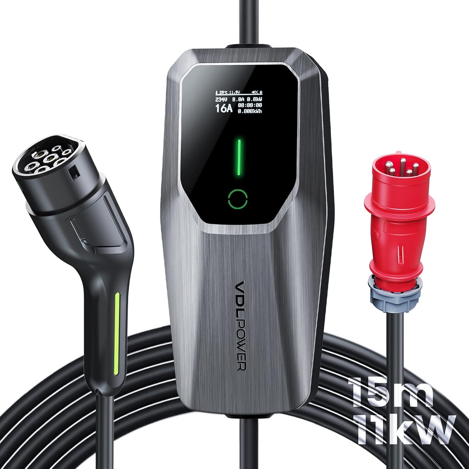 11 kW Portable EV Charger 6-16 A 3-Phase IP65 Waterproof Mobile Wallbox Charging Station for IEC 62196-2 | VDLPOWER EC31