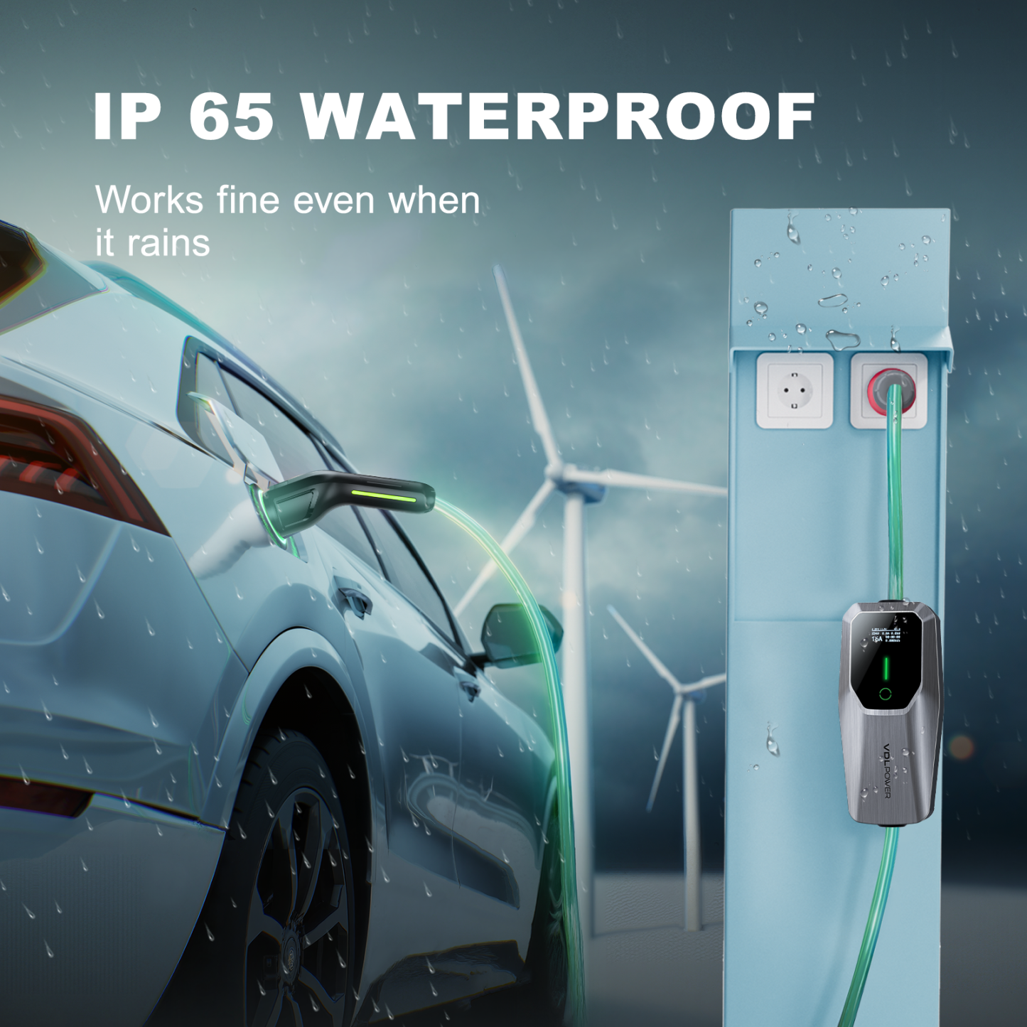 11 kW Portable EV Charger 6-16 A 3-Phase IP65 Waterproof Mobile Wallbox Charging Station for IEC 62196-2 | VDLPOWER EC31