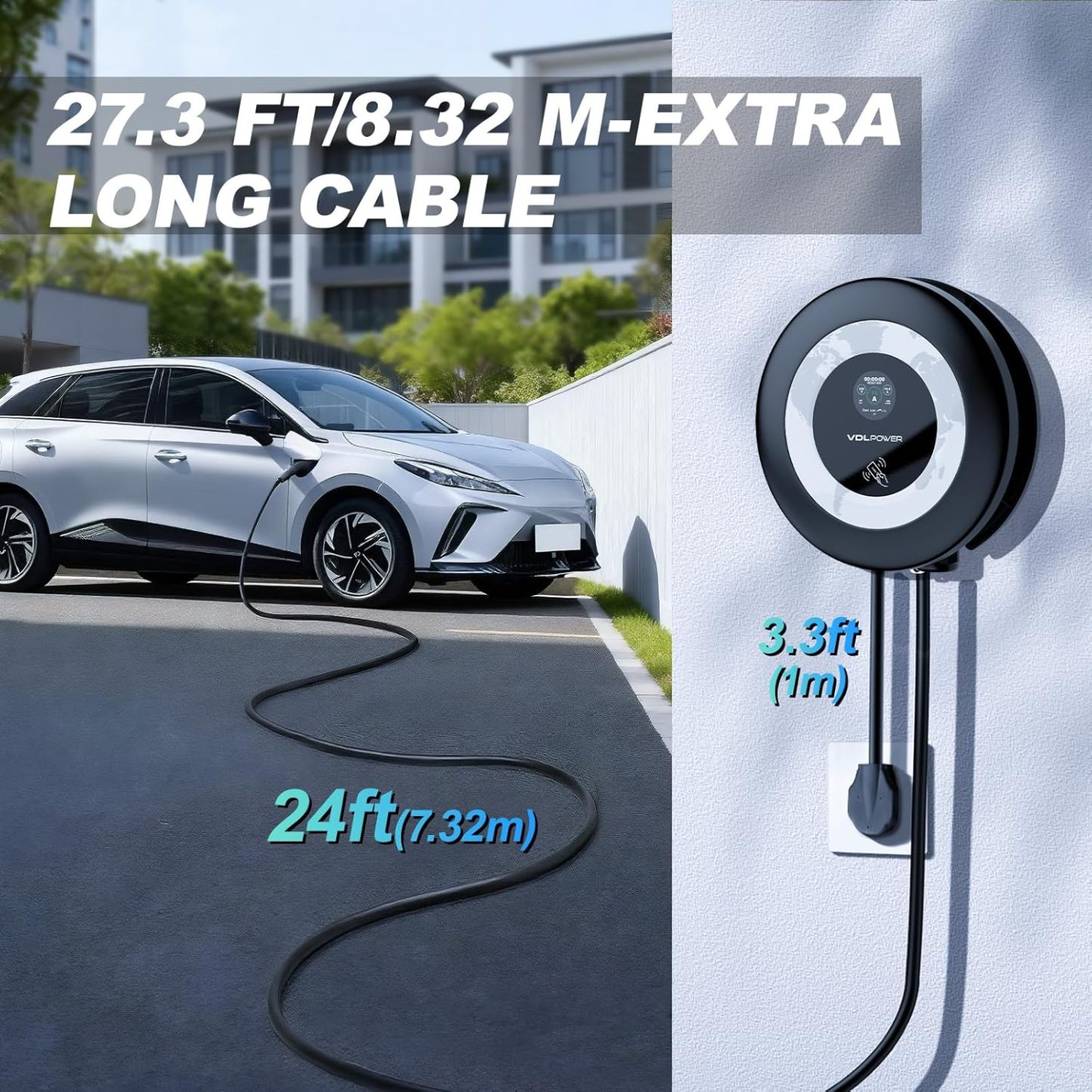 EV Charger Level 2 | 11.5kW Home Electric Vehicle Charging Station, 27.3ft Charging Cable with Smart App, 240V Wall EV Charger with NEMA 14-50,WiFi Enabled, EVSE J1172 Connector EC51