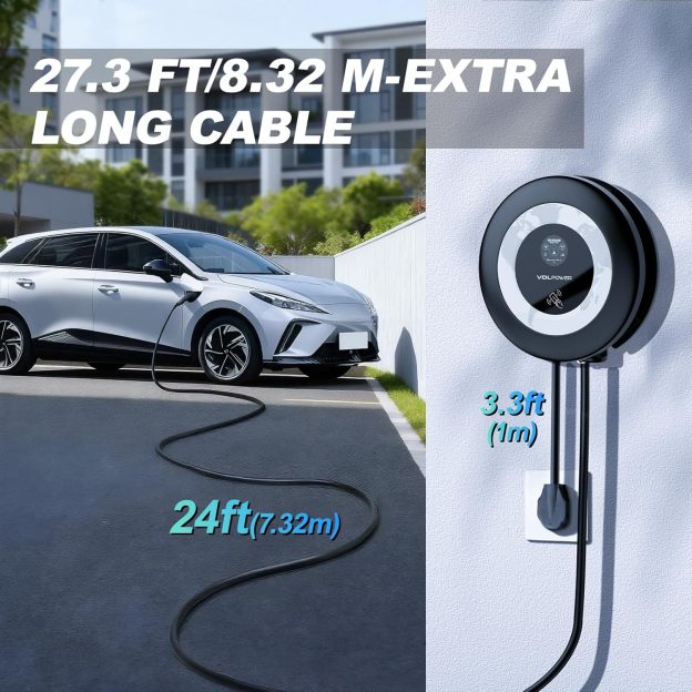 EV Charger Level 2 | 11.5kW Home Electric Vehicle Charging Station, 27.3ft Charging Cable with Smart App, 240V Wall EV Charger with NEMA 14-50,WiFi Enabled, EVSE J1172 Connector EC51