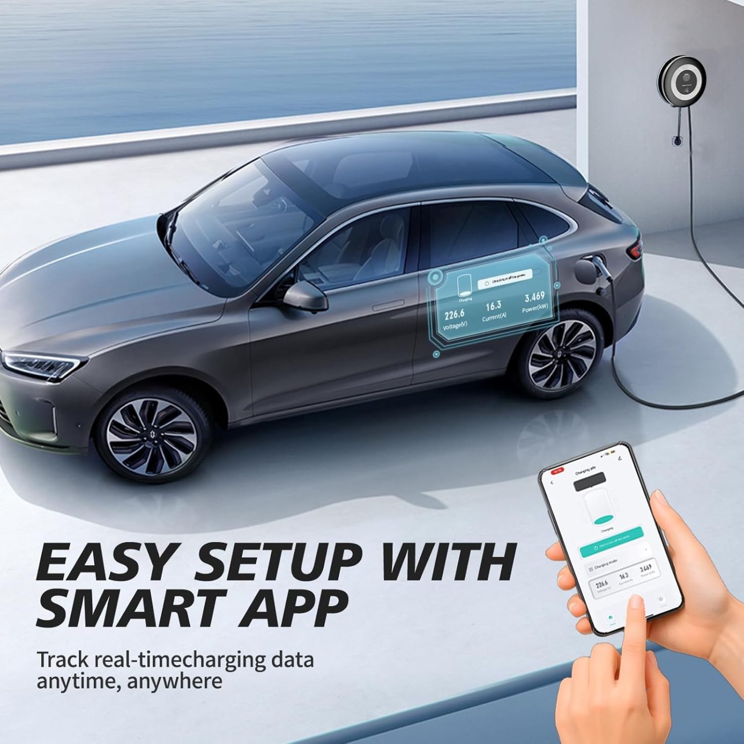 EV Charger Level 2 | 11.5kW Home Electric Vehicle Charging Station, 27.3ft Charging Cable with Smart App, 240V Wall EV Charger with NEMA 14-50,WiFi Enabled, EVSE J1172 Connector EC51