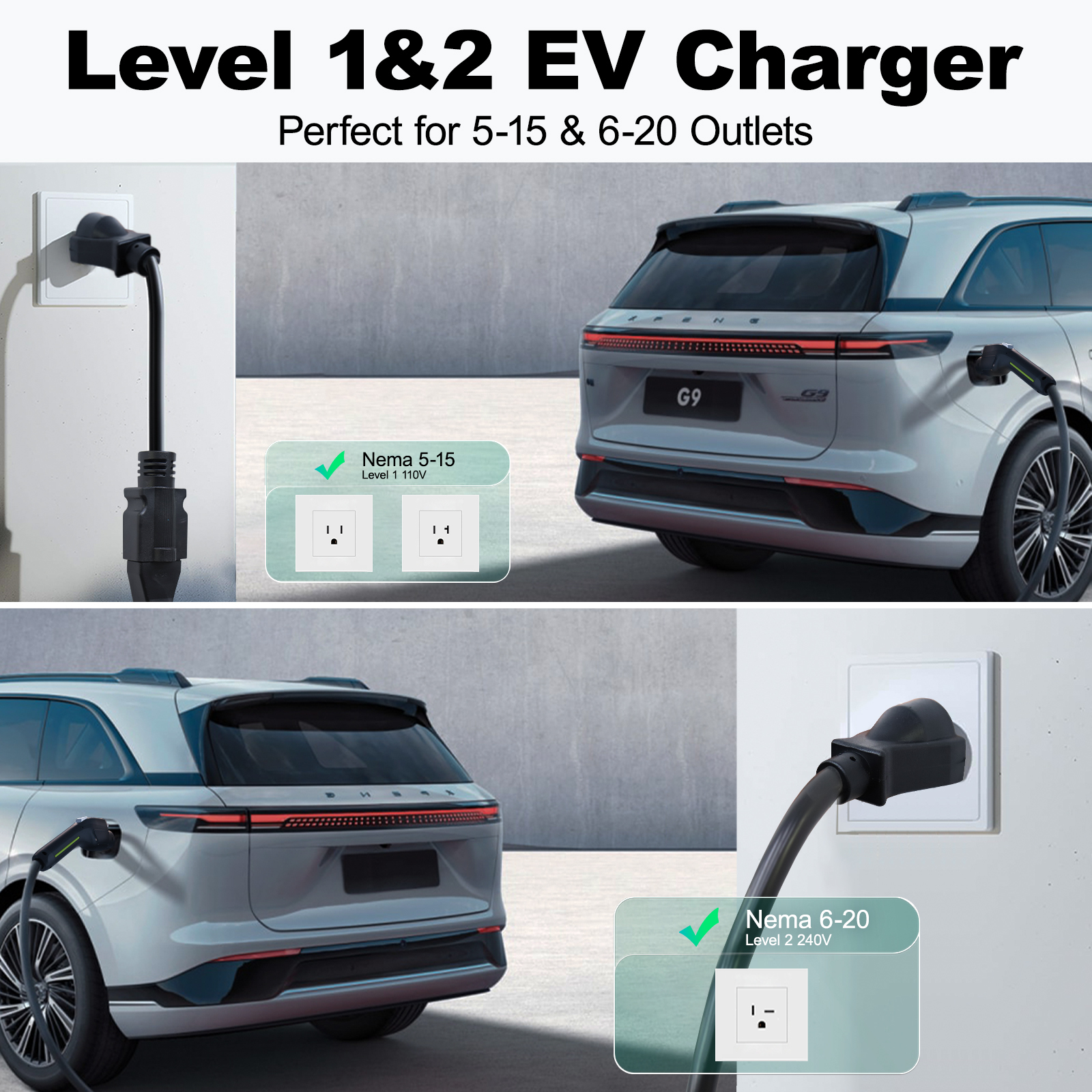 Electric Vehicle Portable Charger 3.5KW 16Amp Home EV Car Charging Station for All SAE J1772  | VDLPOWER EC10