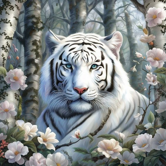 Luxury AB Velvet Diamond Painting Kit -White tiger
