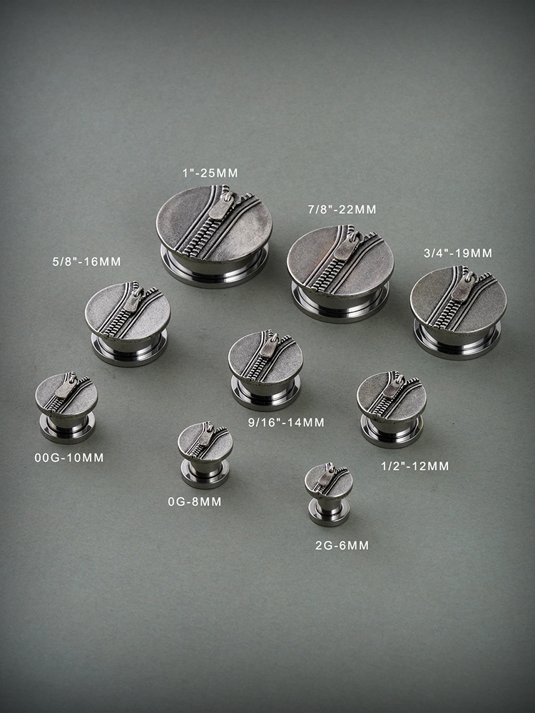 Retro Zipper Ear Dangle Plugs 625mmPUNKYOUTH