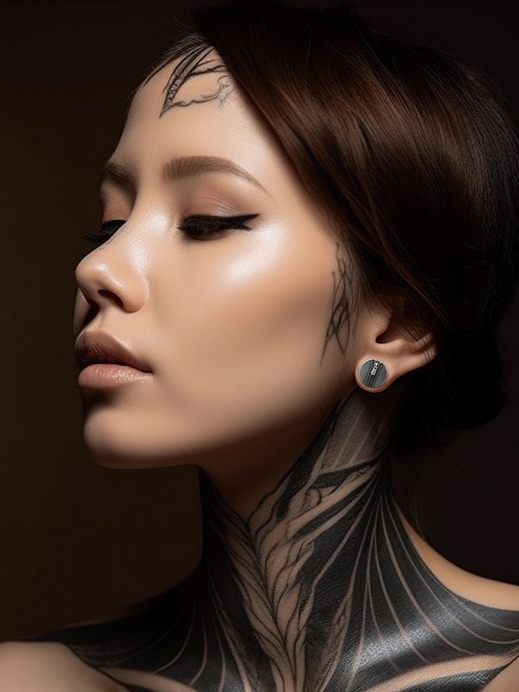 Retro Zipper Ear Dangle Plugs 625mmPUNKYOUTH