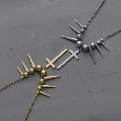 REBEL SPIKED CROSS NECKLACES