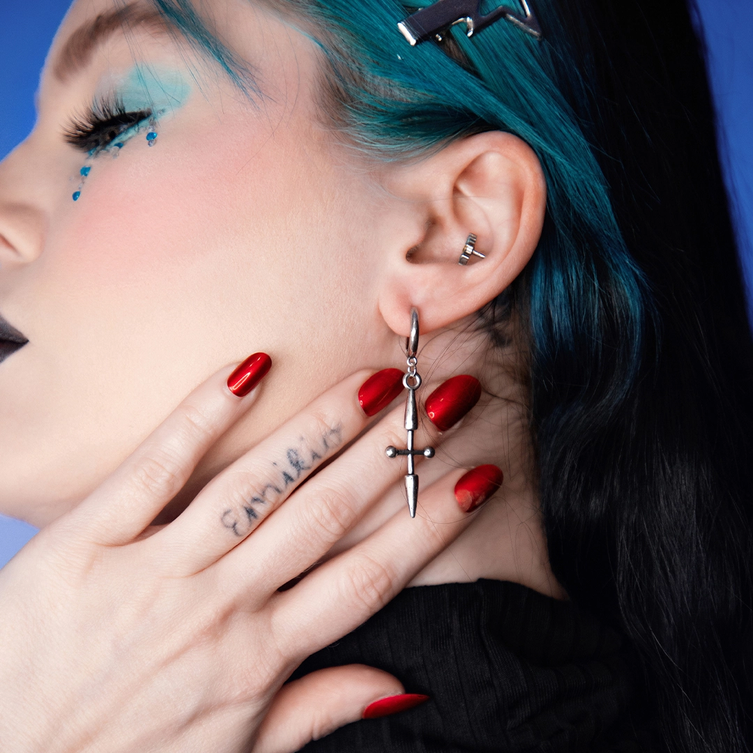 INDUSTRIAL CROSS EARRINGS