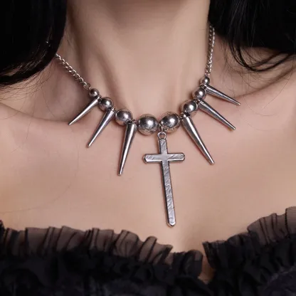REBEL SPIKED CROSS NECKLACES