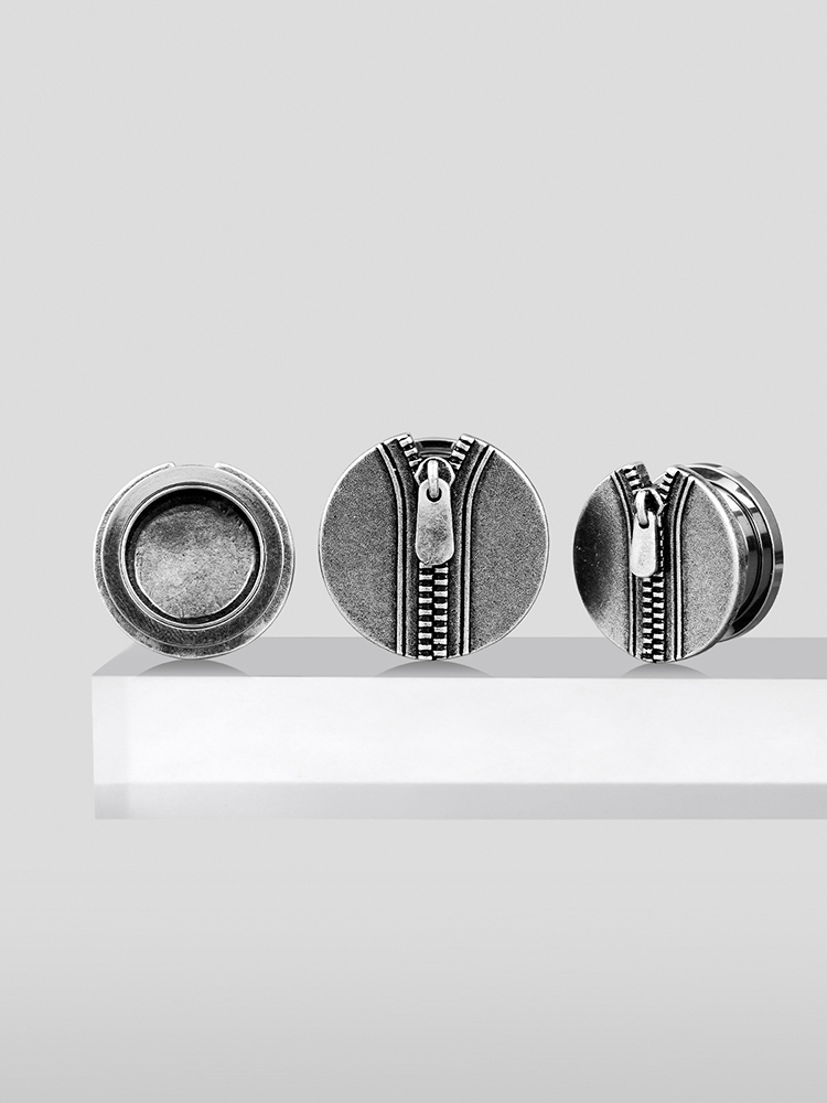 Retro Zipper Ear Dangle Plugs 625mmPUNKYOUTH