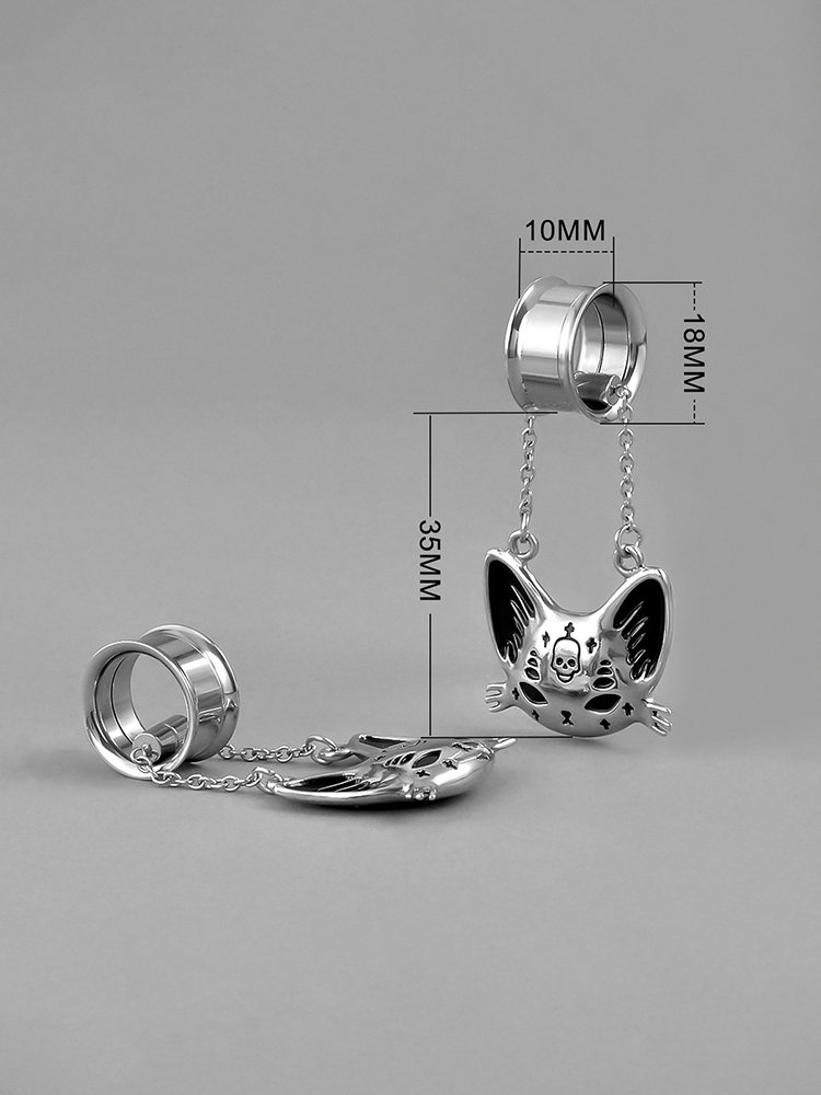 PUNKYOUTH Cat Magnet Ear Dangle Tunnels 8-25mm