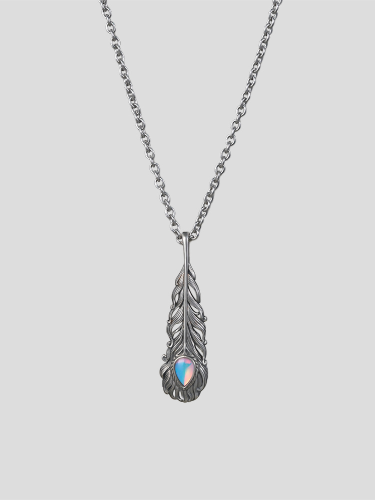 PUNKYOUTH Feather Pendent Necklace