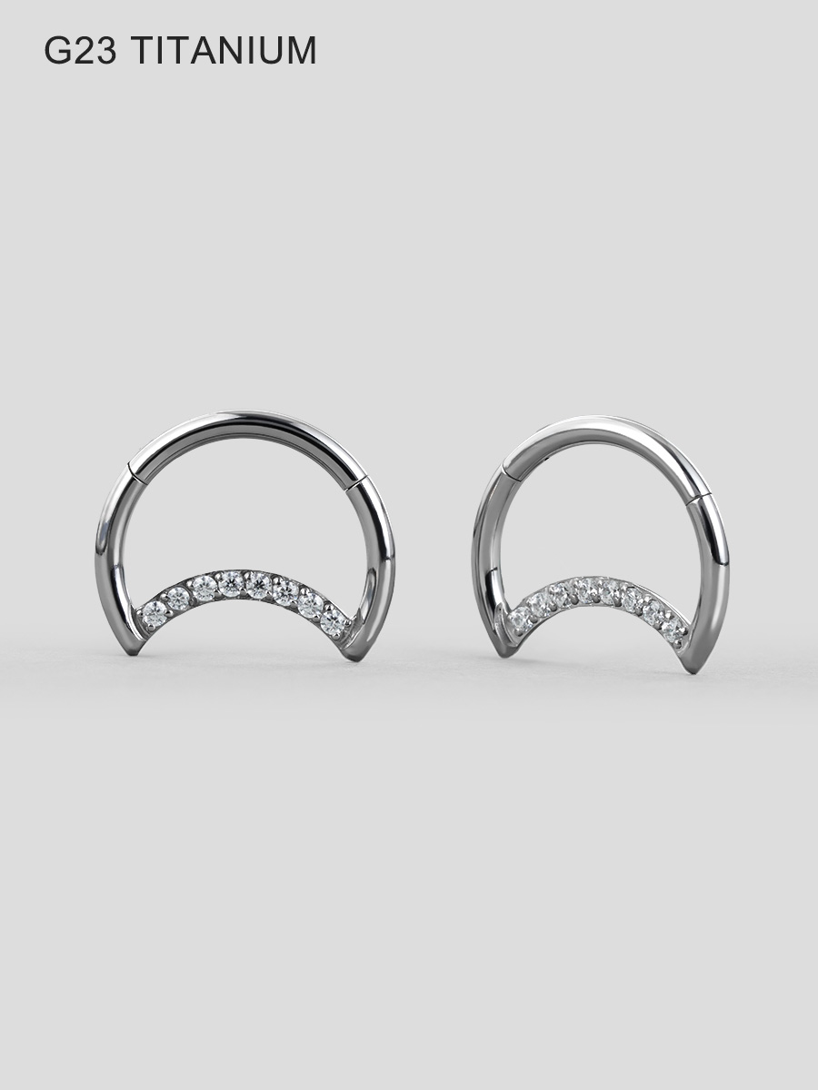 PUNKYOUTH Moon Diamond Ear Cartilage Ring