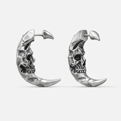 Crescent Skull Earrings