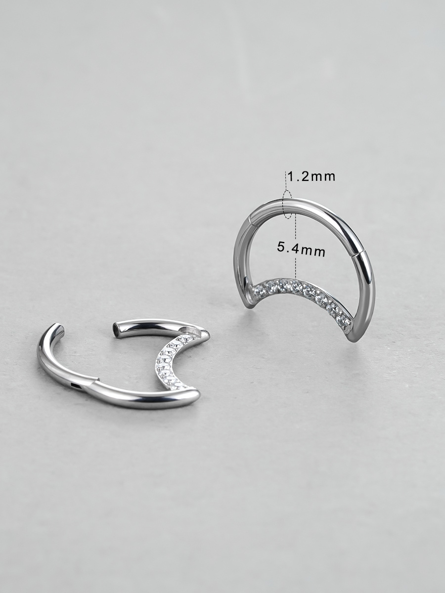 PUNKYOUTH Moon Diamond Ear Cartilage Ring
