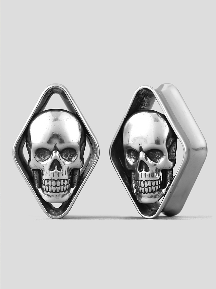PUNKYOUTH Rhombus Skull Ear Tunnels 8-25mm