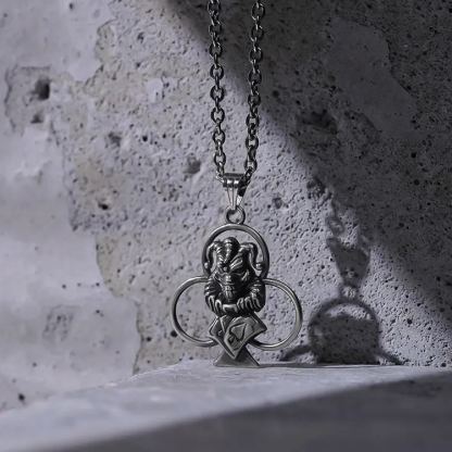 PUNKYOUTH Clown Poker Clubs Pendent Necklace