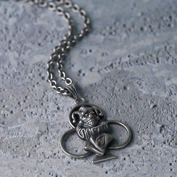 PUNKYOUTH Clown Poker Clubs Pendent Necklace