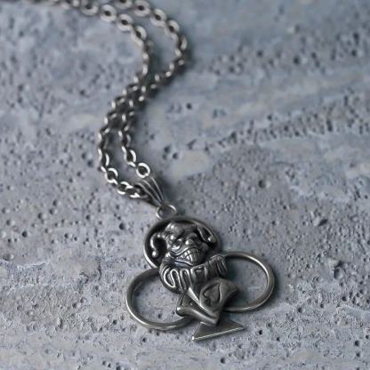 PUNKYOUTH Clown Poker Clubs Pendent Necklace
