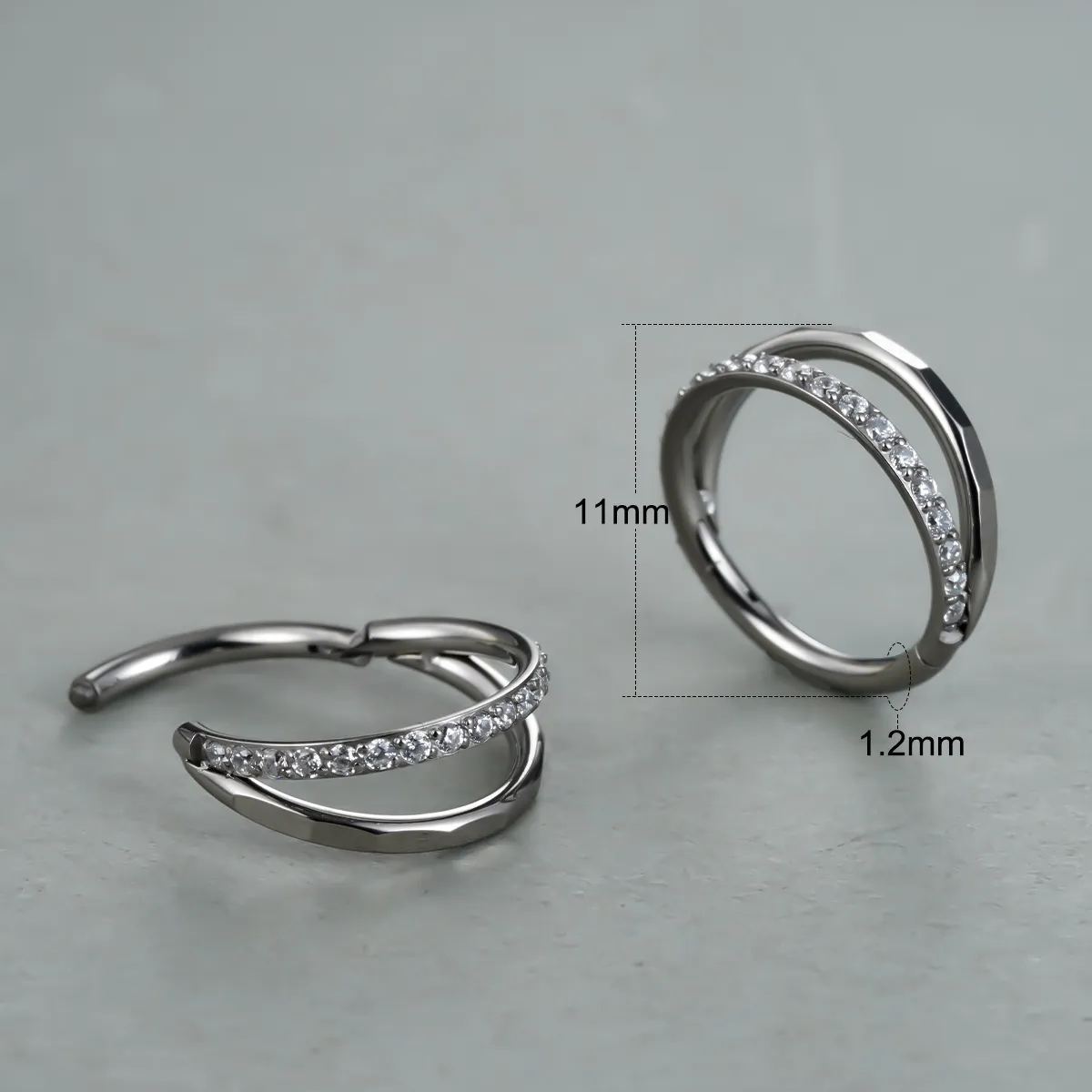 PUNKYOUTH Double Lined Diamond Nose Ring