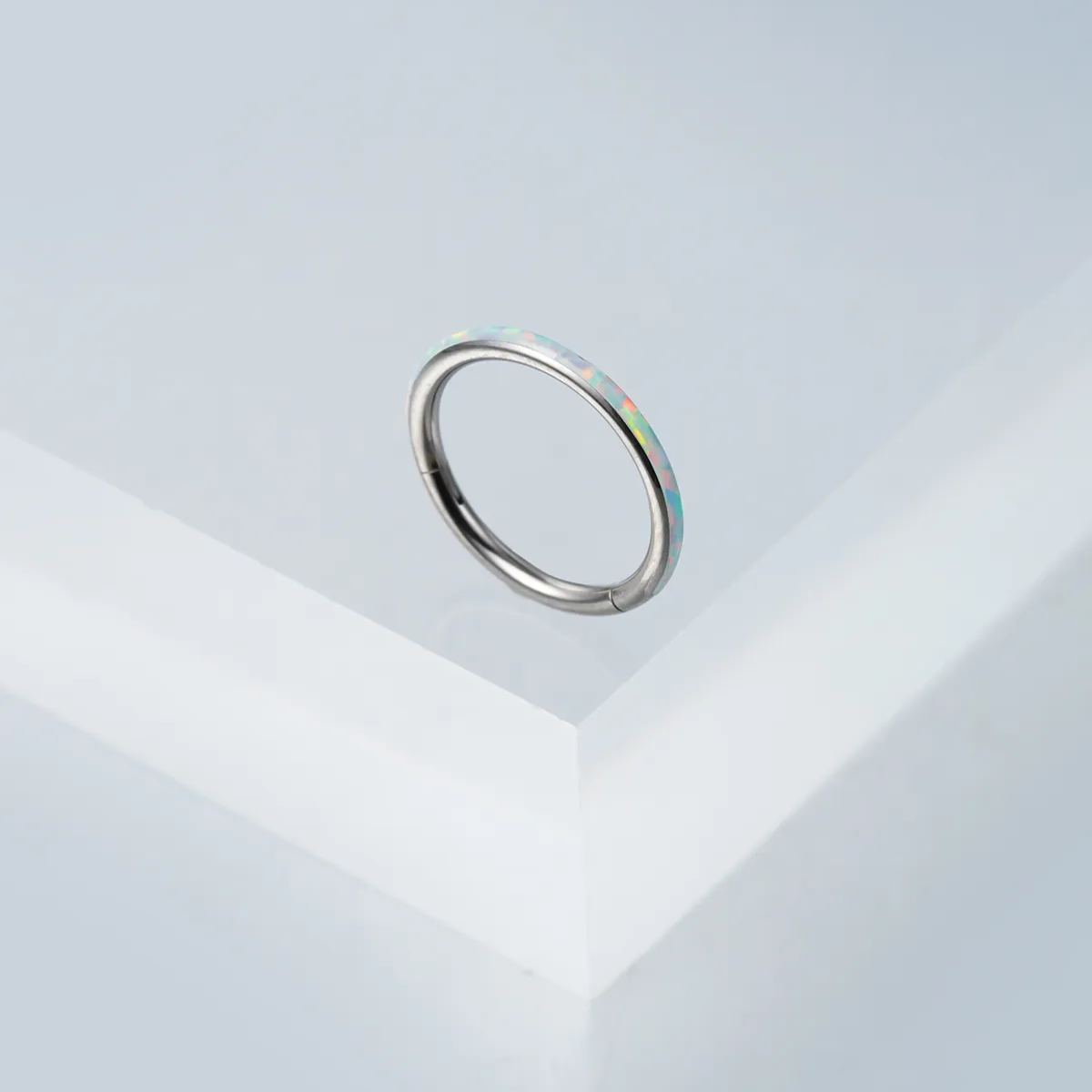 PUNKYOUTH Round Synthetic Opal Nose Ring